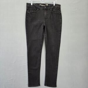 Seven7 Black Skinny Jeans Stretch Denim High Rise Women's Size 12 Zip Tummyless